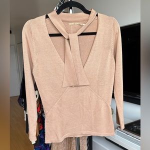 *VINTAGE* SPECIAL EDITION MAX STUDIO nude silk v-neck 3/4 length sleeve sweater